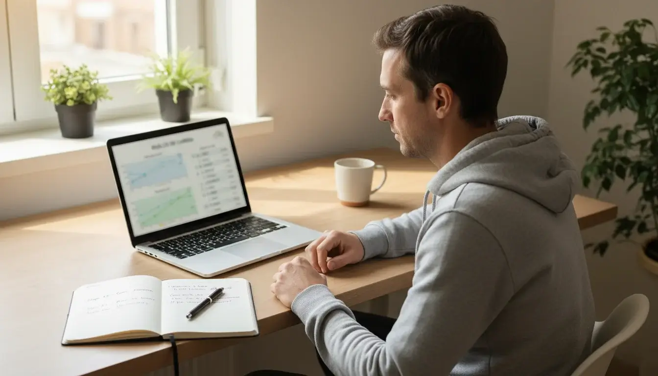 Persona analizando cuotas de apuestas ciclistas en una pantalla de ordenador portátil