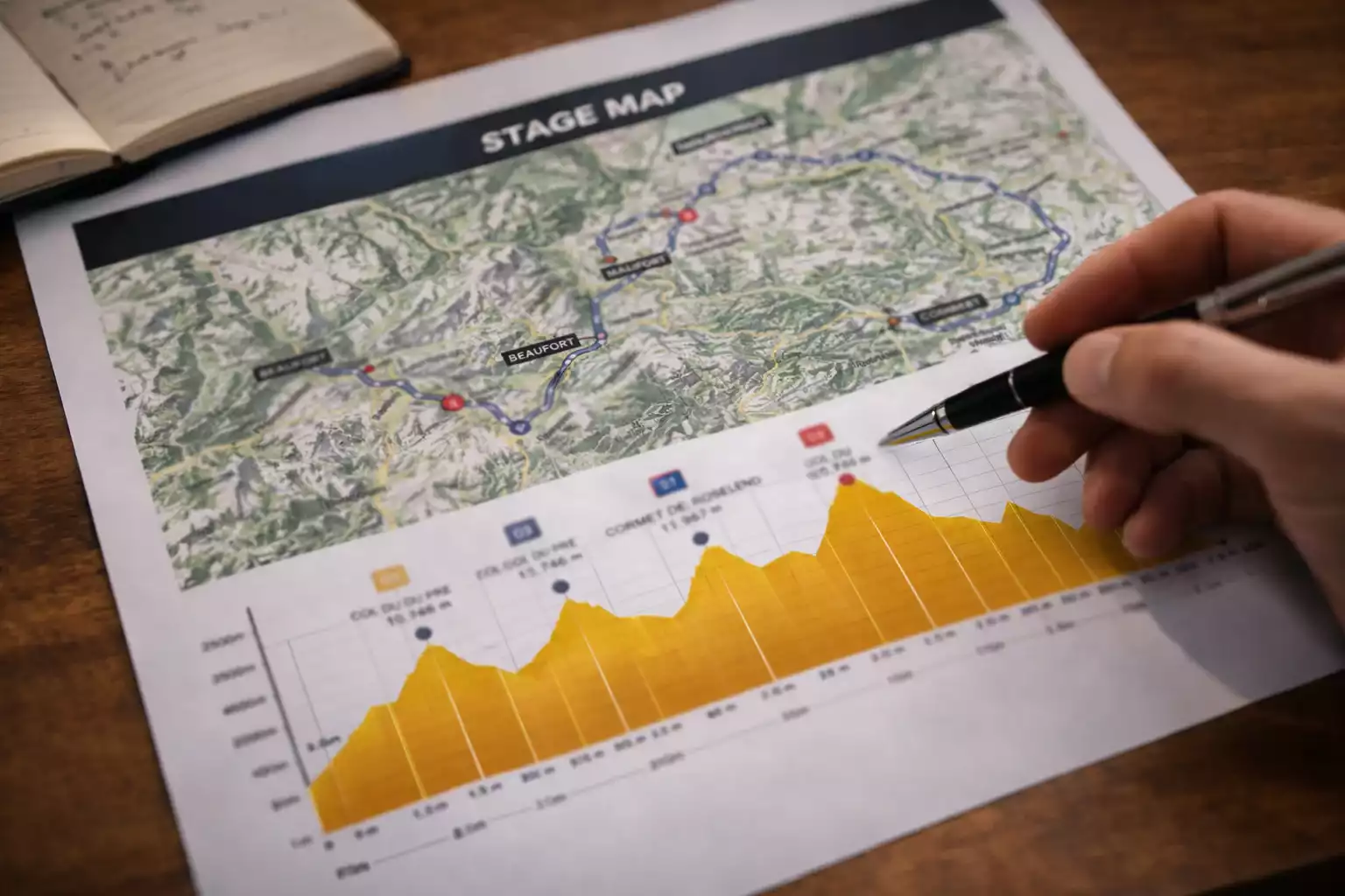 Gráfico de perfil de etapa mostrando subidas y bajadas del recorrido